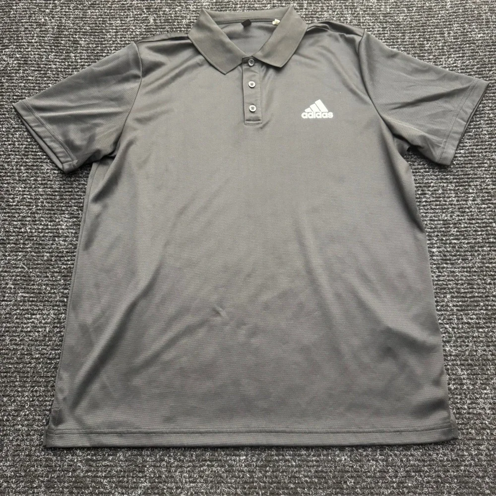 Adidas Mens Short Sleeve Polo Shirt Black Performance‎ Golf Athletic Top Large